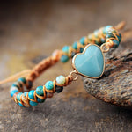 Pulsera Corazón De Piedras Naturales Amazonita, Ónix