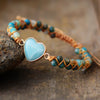 Pulsera Corazón De Piedras Naturales Amazonita, Ónix