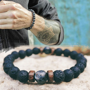 Pulsera Hombre en Piedra de Lava 